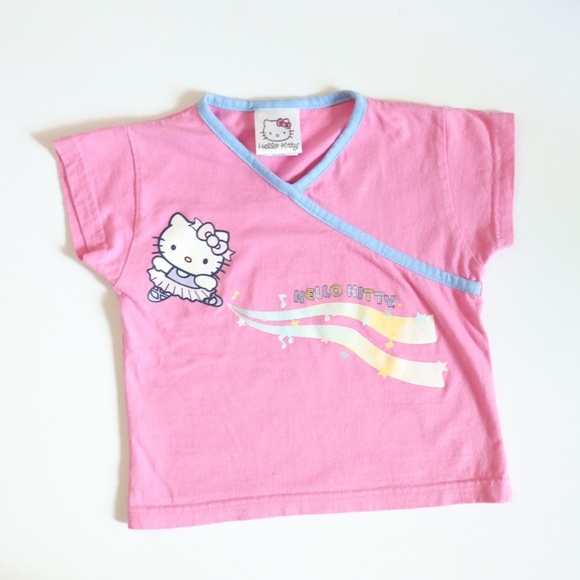 Vintage Y2K HELLO KITTY Pink Baby Tee / 4-5Y - Picture 2 of 7